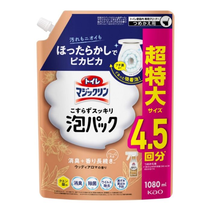 花王 トイレマジックリンこすらずスッキリ泡パックウッディアロマの香り詰替用 1080ml