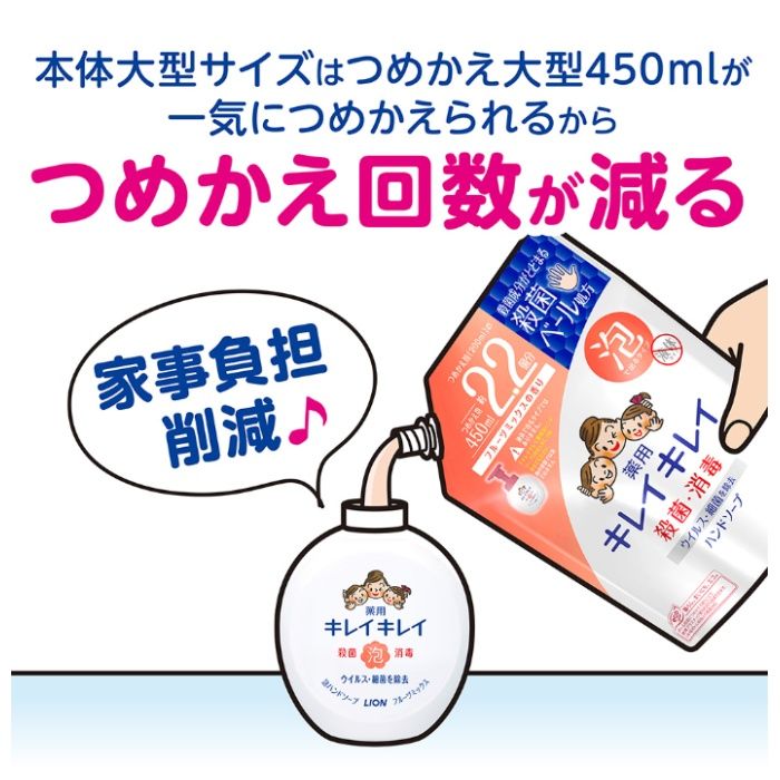 ライオン キレイキレイ 薬用 泡ハンドソープ フルーツミックスの香り 詰替え用 大容量 大型 450mlの説明画像3