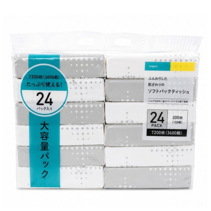 ナフコ ソフトパックティッシュ 150組(300枚) 24パック
