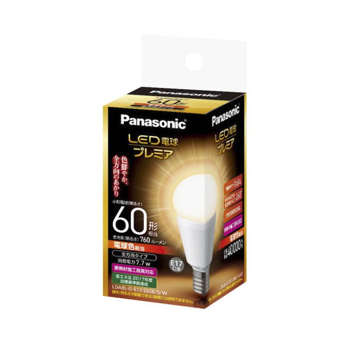 Panasonic (パナソニック) LED60W全方向E17電球色 LDA8LGE17Z60ESW