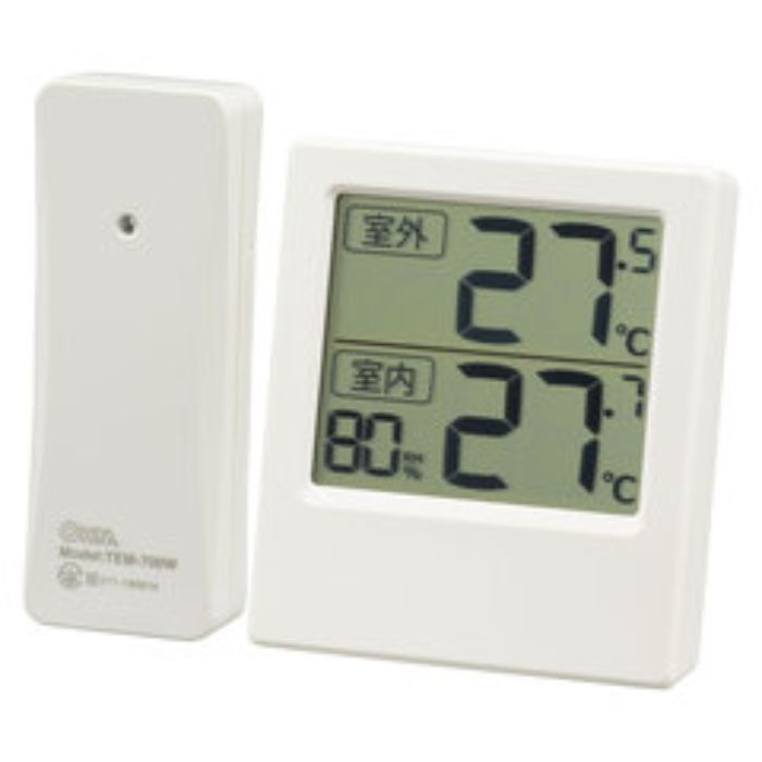 オーム電機 デジタル温湿度計701 TEM-701-W