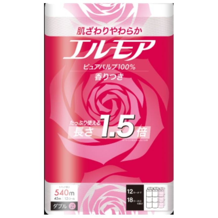 カミ商事 エルモア1.5倍巻ピンクダブル 花の香り 12ロール