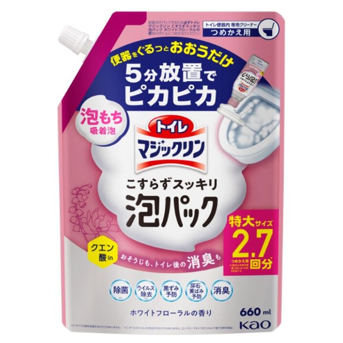 花王 トイレマジックリン こすらずスッキリ泡パック ホワイトフローラルの香り つめかえ用 660ml