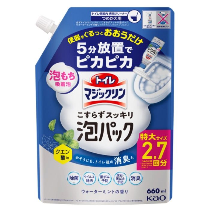 花王 トイレマジックリン こすらずスッキリ泡パック ウォーターミントの香り つめかえ用 660ml