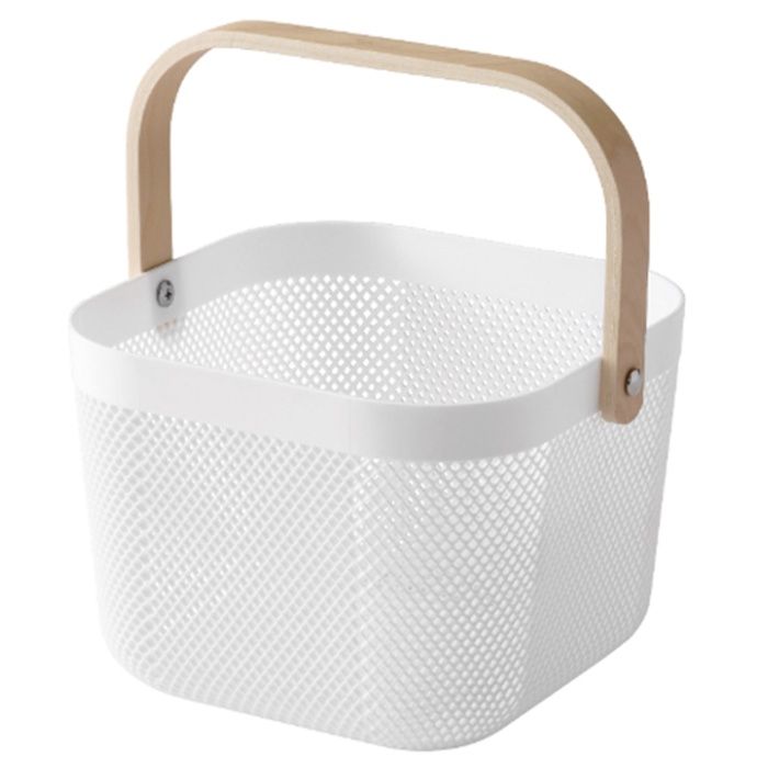 木製ハンドルバスケット ホワイト