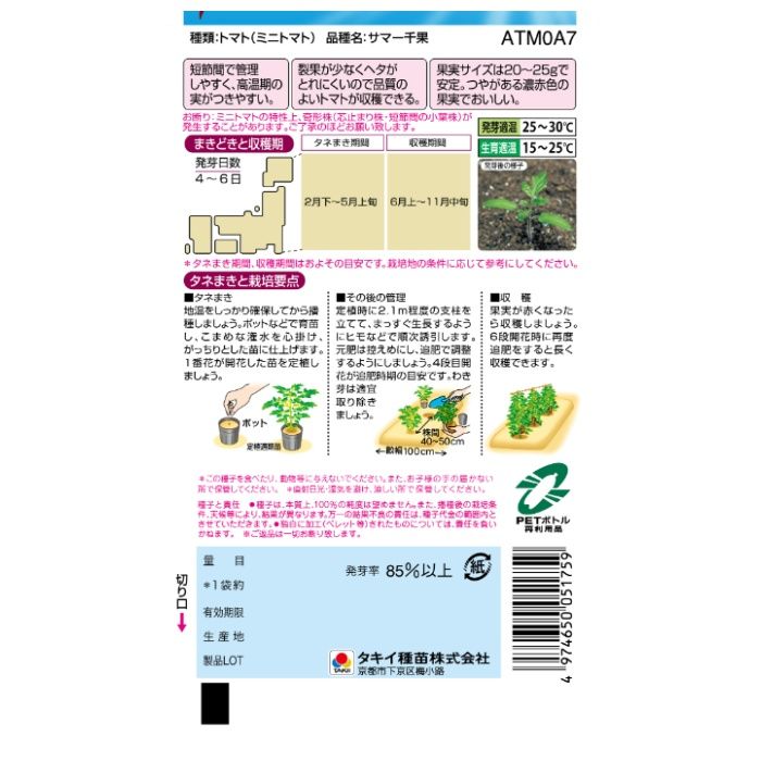 タキイ種苗 トマト VS猛暑　ミニトマト　サマー千果の説明画像2