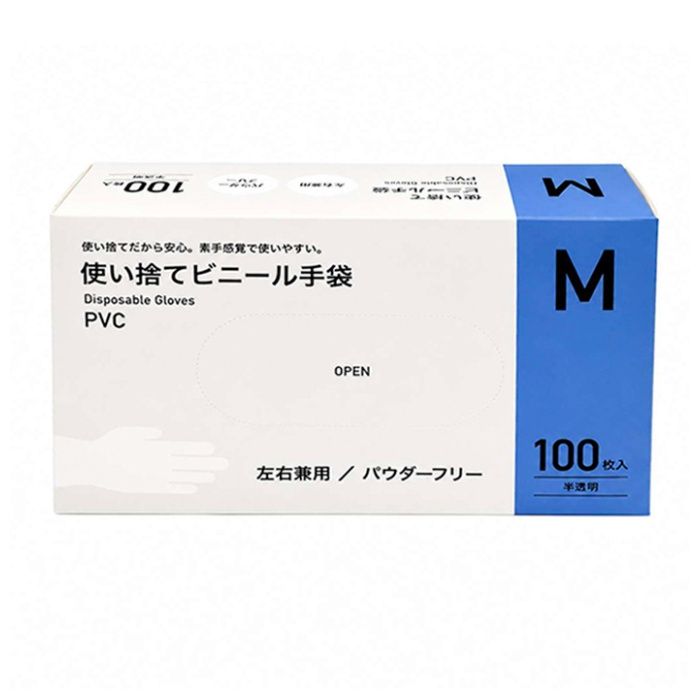 明石通商 使い捨てビニール手袋 Mサイズ 100枚