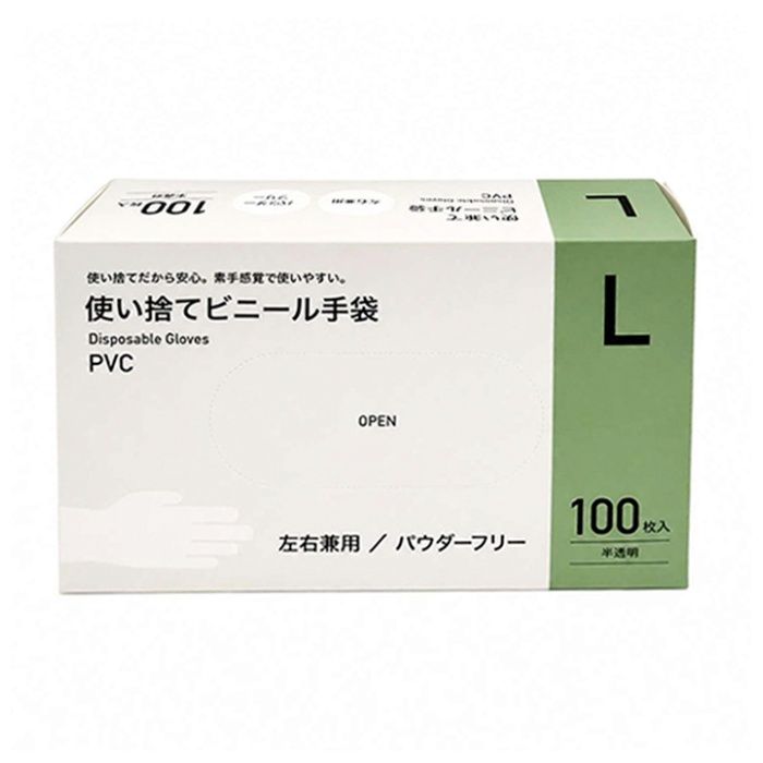 明石通商 使い捨てビニール手袋 Lサイズ 100枚