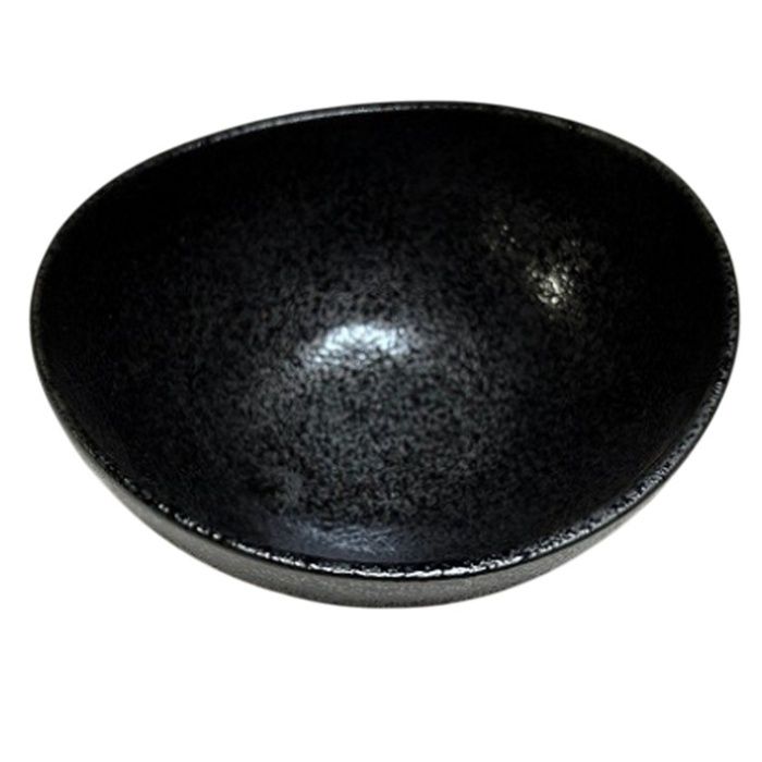 黒マット水晶 玉割 小鉢 楕円 器 4.0鉢