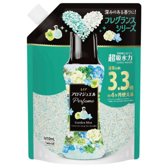レノア アロマジュエル Perfume お洗濯の香り付けビーズ パステルフローラル&ブロッサムの香り 詰替 1410ml(通常の3.3倍 約4ヶ月分)