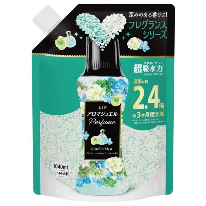 レノア アロマジュエル Perfume お洗濯の香り付けビーズ パステルフローラル&ブロッサムの香り 詰替 1040ml(通常の2.4倍 約3ヶ月分)