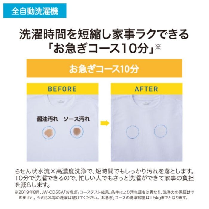 ハイアール 4.5kg全自動洗濯機 JW-U45B(K)の説明画像4