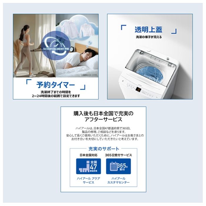 Haier(ハイアール) 7.0kg全自動洗濯機 JW-U70B(W)の説明画像10