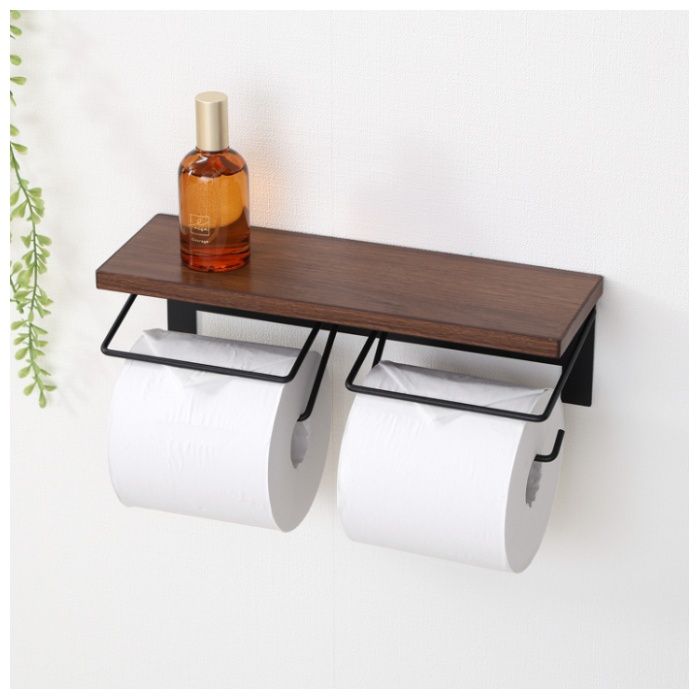 トイレットペーパーホルダー 2ロール BR×BKの説明画像2