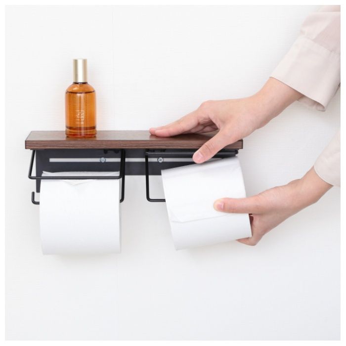 トイレットペーパーホルダー 2ロール BR×BKの説明画像3