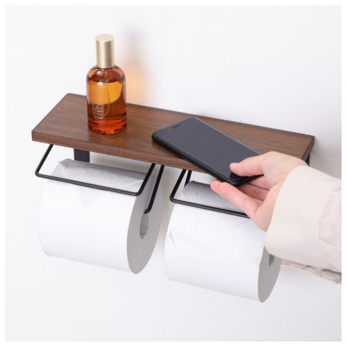 トイレットペーパーホルダー 2ロール BR×BKの説明画像4