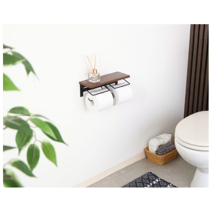 トイレットペーパーホルダー 2ロール BR×BKの説明画像6