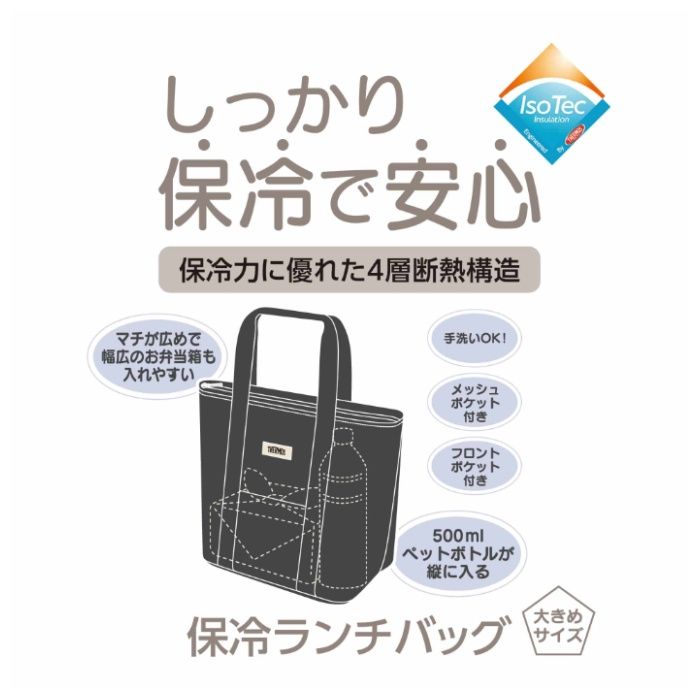 サーモス保冷ランチバッグ RFFー0071　BKの説明画像2