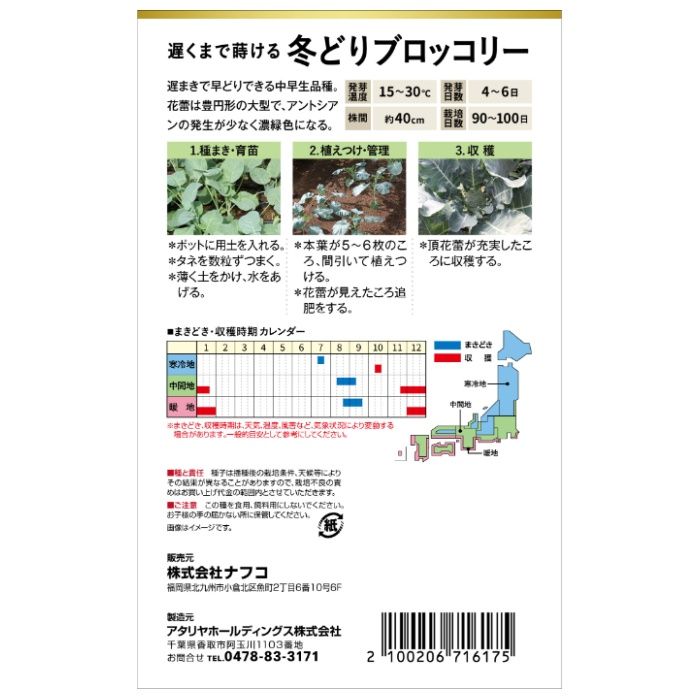 アタリヤ農園 おうちで収穫　野菜の種 冬どりブロッコリーの説明画像2
