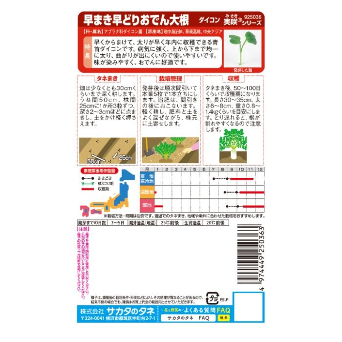 サカタのタネ ダイコン 早まき早どりおでん大根の説明画像2