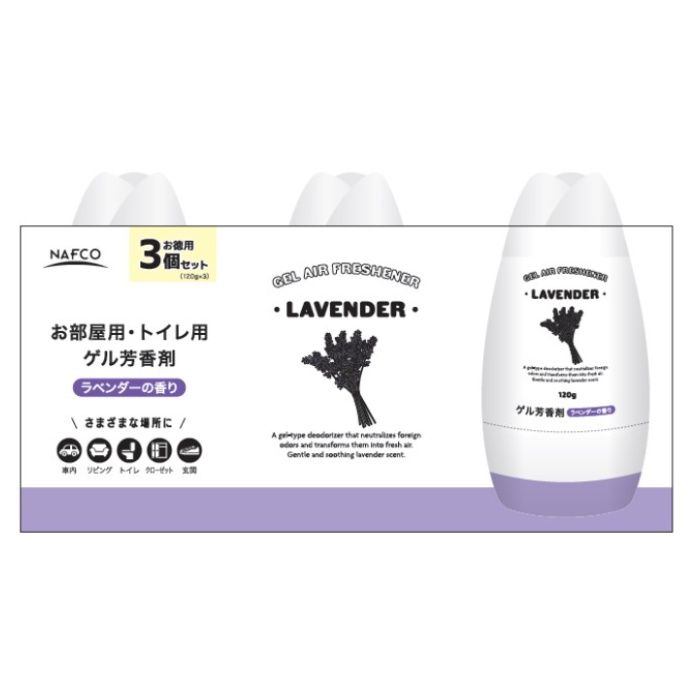 Nお部屋・トイレ用ゲル芳香剤 ラベンダー3個