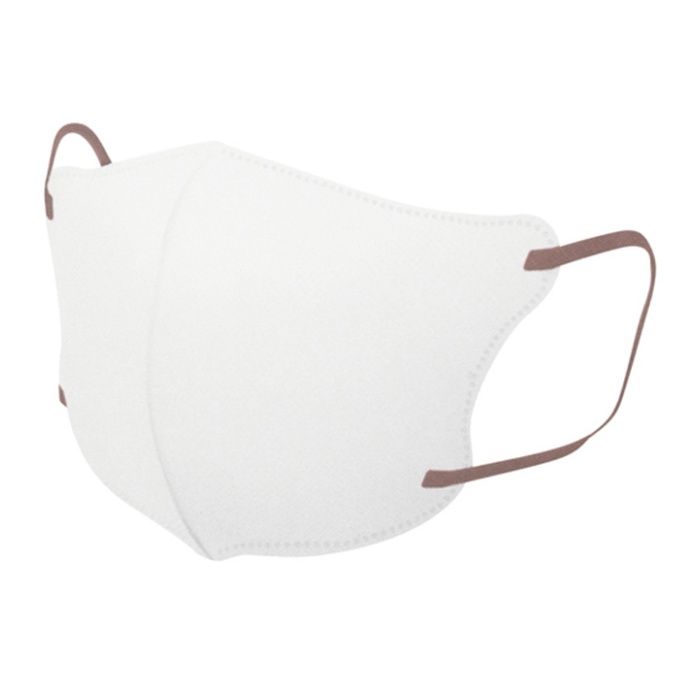 3D立体不織布マスク 30枚入 Lサイズ ホワイト×ブラウンの説明画像2