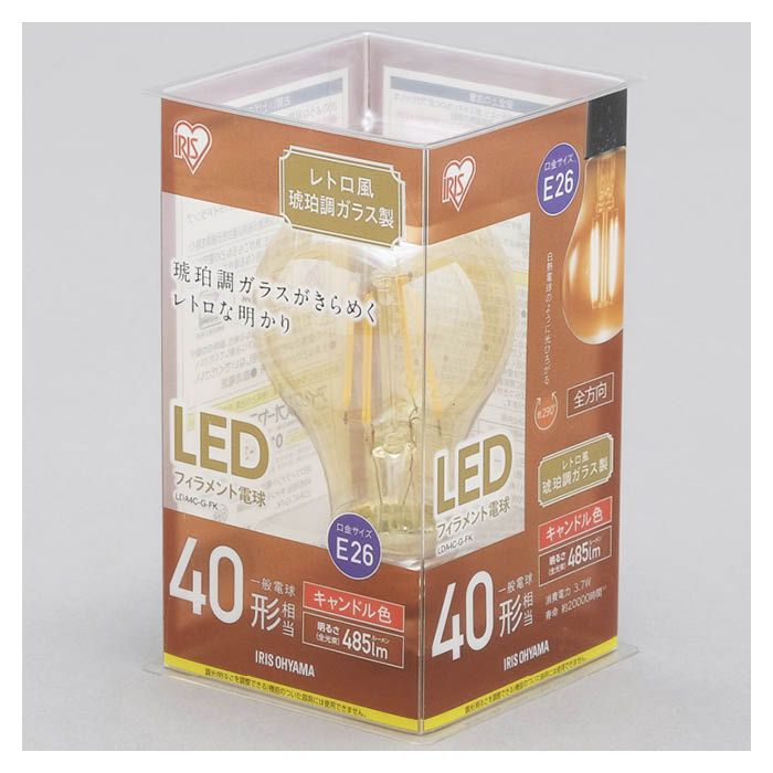 アイリスオーヤマ LEDフィラメント電球 レトロ球 E26 40形相当 LDA4C-G