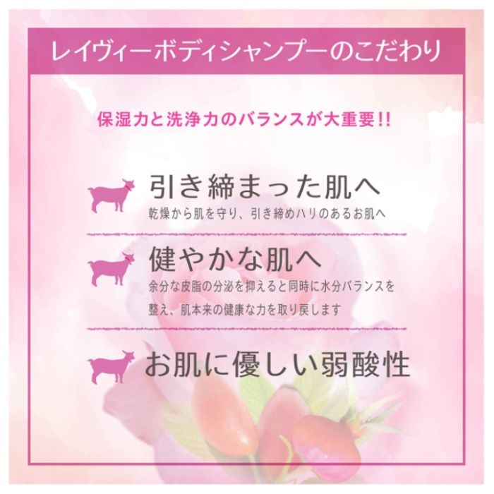 レイヴィーボディーシャンプー ローズヒップ　本体1150mlの説明画像3