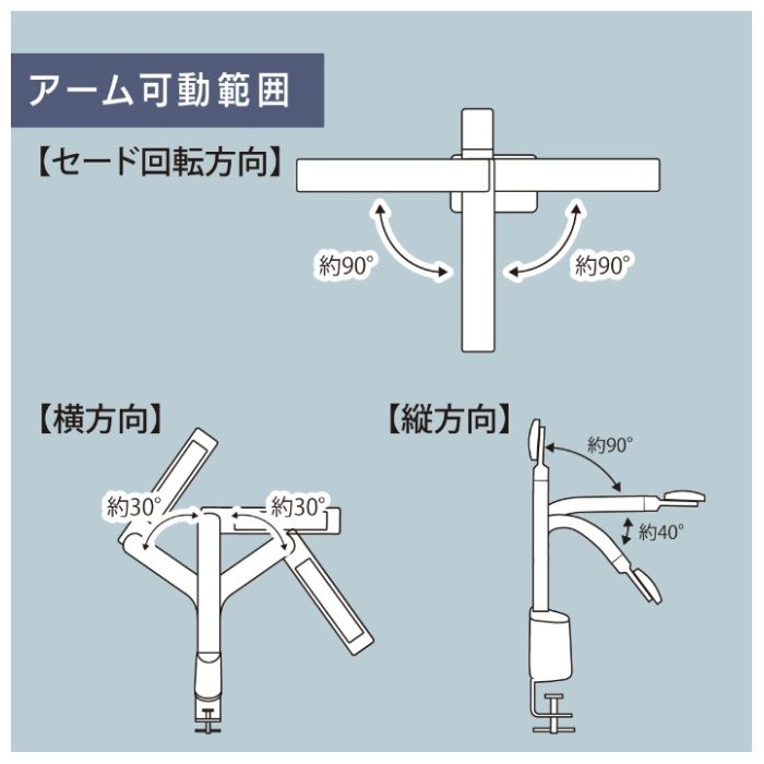 オーム電機 LEDデスクライト　クランプ式 LTC-LS20BC-WDの説明画像5