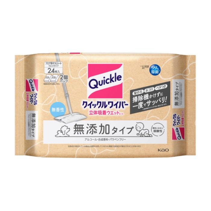 花王 クイックルワイパー立体吸着ウエットシート 無添加タイプ24枚