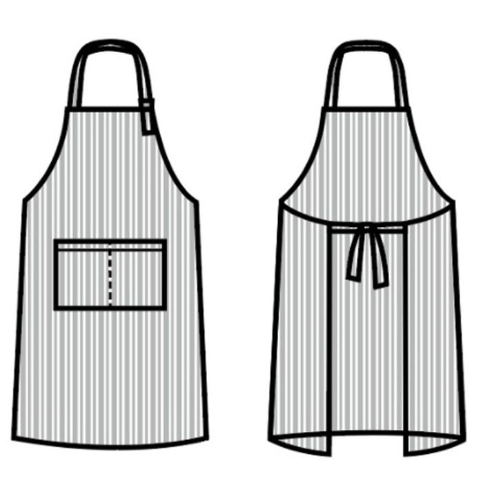 ストライプエプロンGY 着丈96cmの説明画像2