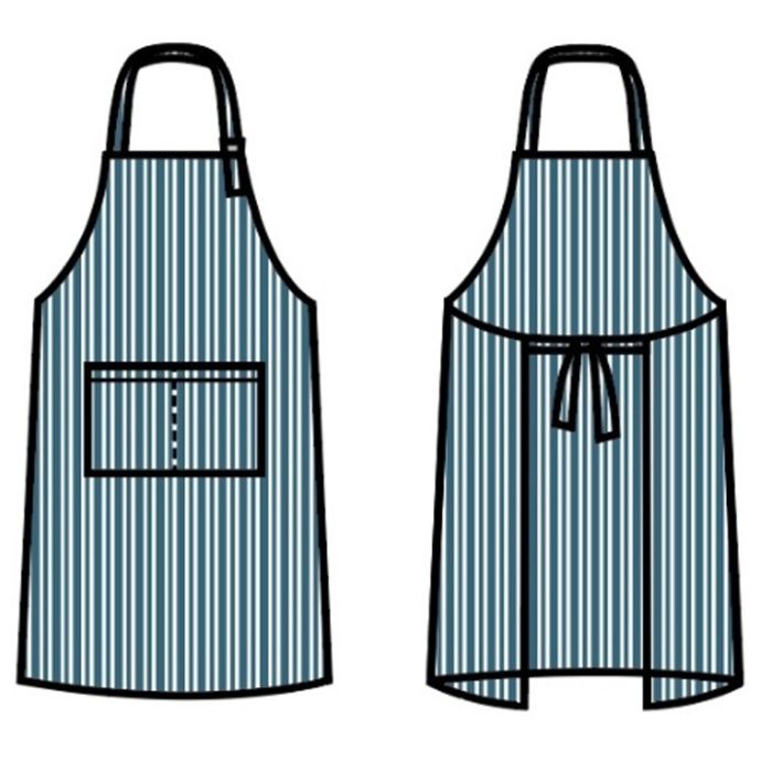 ストライプエプロンNV 着丈96cmの説明画像2