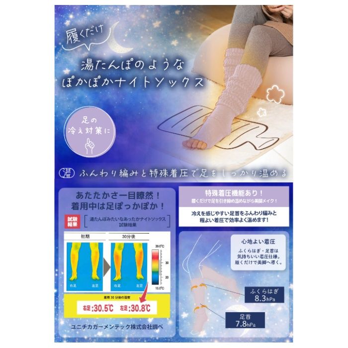 ナフコ 湯たんぽみたいなあったかナイトソックス ピンクの説明画像2