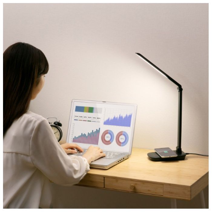 アイリスオーヤマ LEDデスクライトQi充電 平置き LDL-QFD-Bの説明画像6