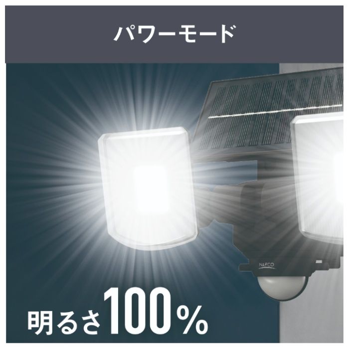 800Lm ソーラー式 2灯センサーライト NSO-800の説明画像5