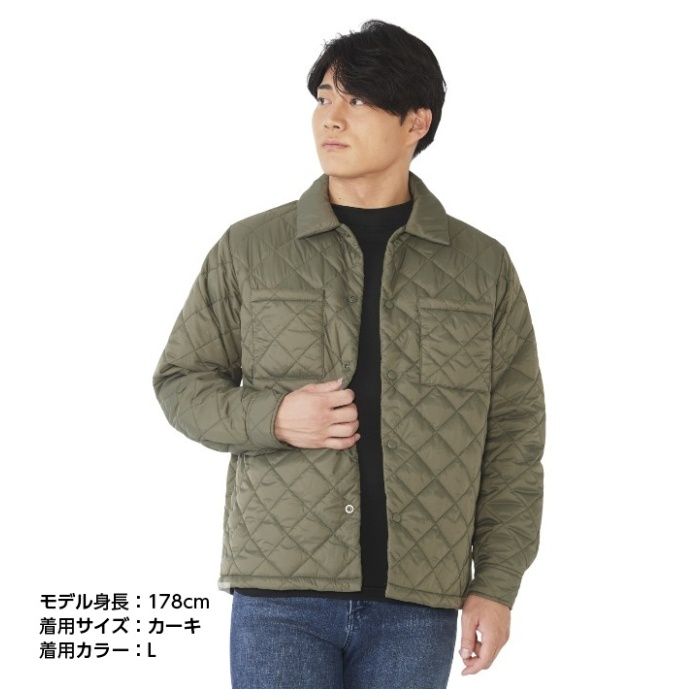 薄中綿キルトジャケット NAF‐220 カーキ L