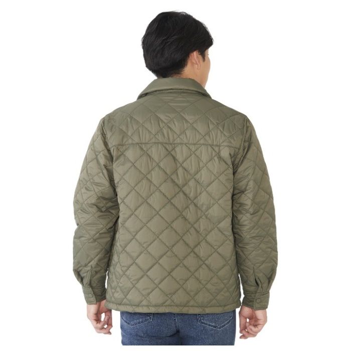 薄中綿キルトジャケット NAF‐220 カーキ Lの説明画像2