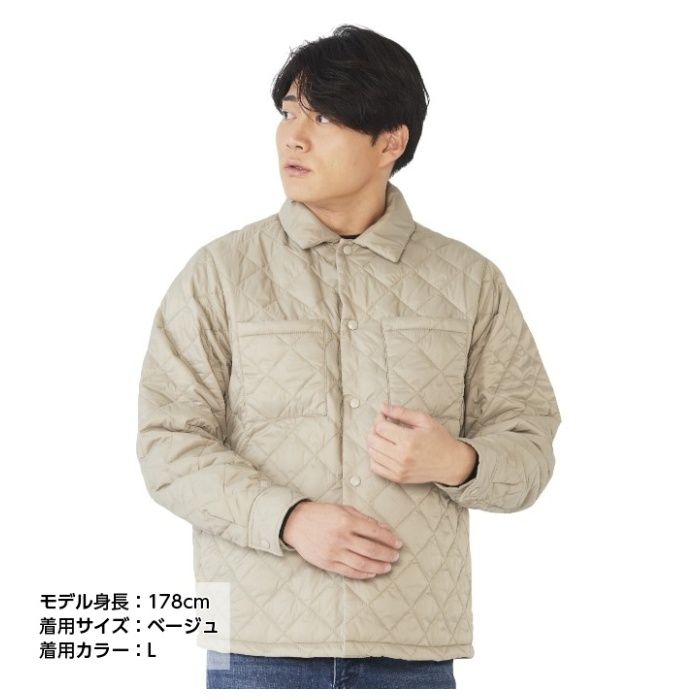 薄中綿キルトジャケット NAF‐220 ベージュ M