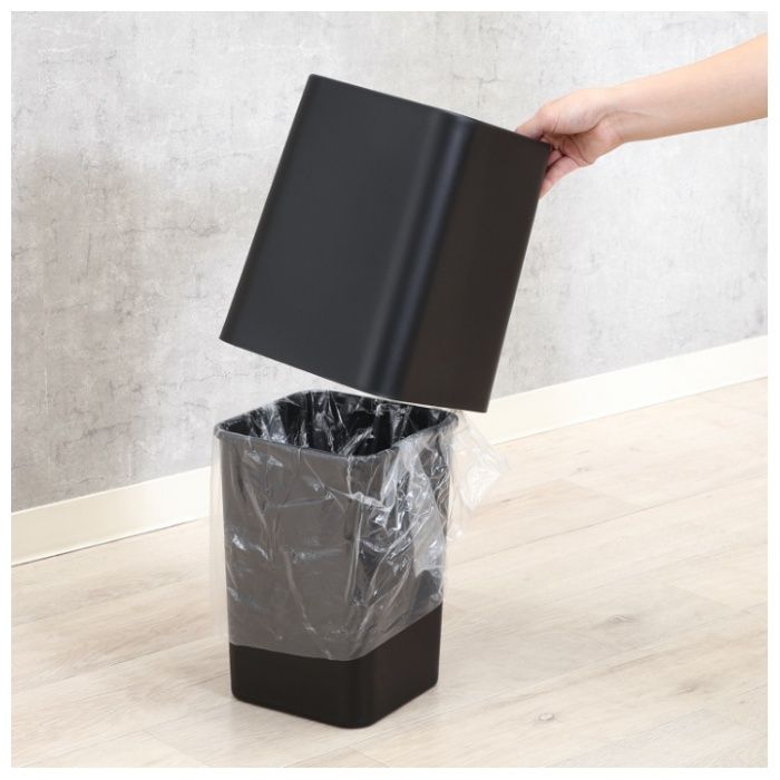袋が隠せるゴミ箱 角型 8L ブラックの説明画像6