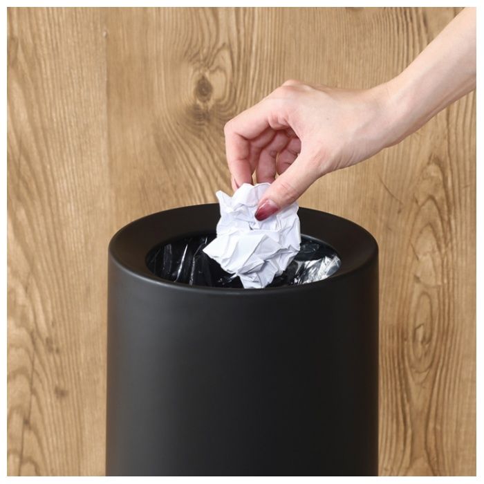 袋が隠せるゴミ箱 丸型 6L ブラックの説明画像4