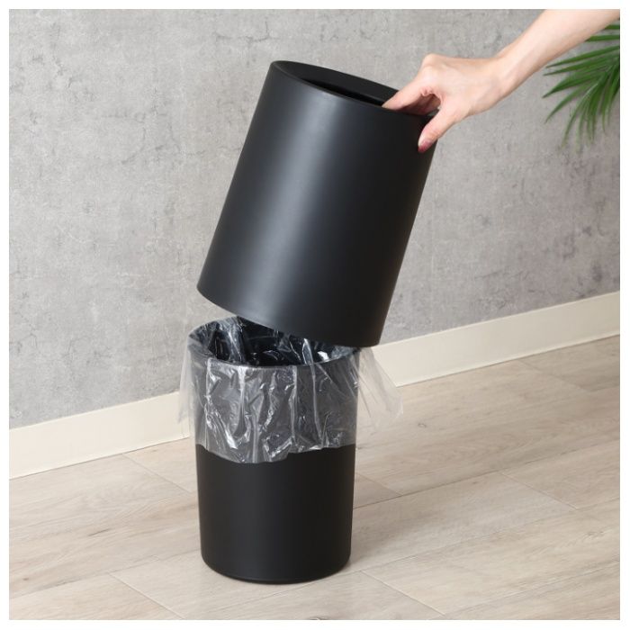 袋が隠せるゴミ箱 丸型 6L ブラックの説明画像6