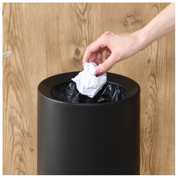 袋が隠せるゴミ箱 丸型 10L ブラックの説明画像4