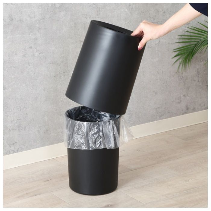 袋が隠せるゴミ箱 丸型 10L ブラックの説明画像6