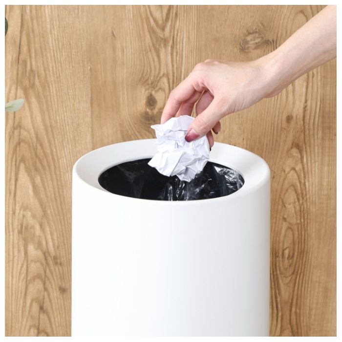 袋が隠せるゴミ箱 丸型 10L ホワイトの説明画像4