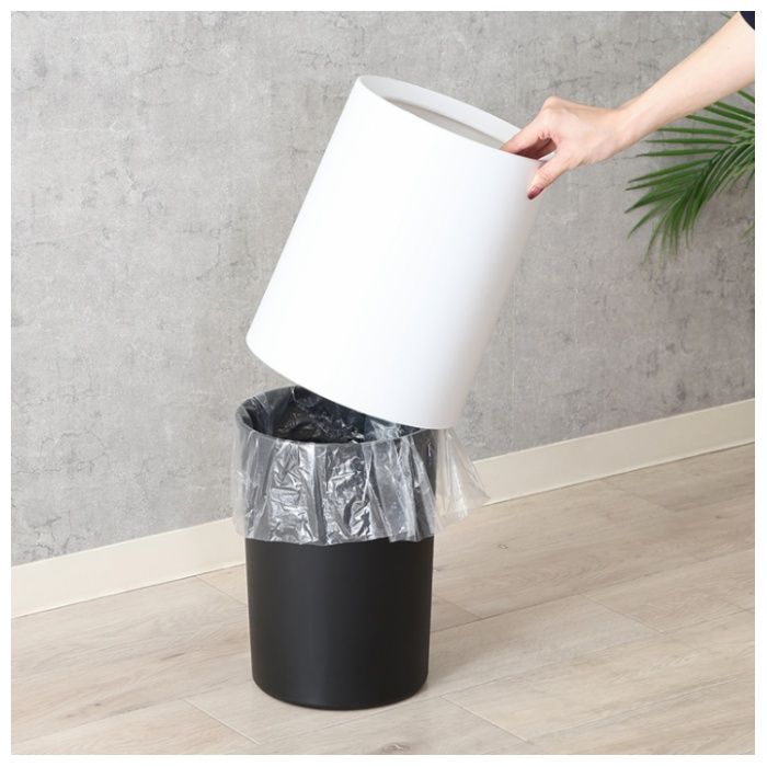 袋が隠せるゴミ箱 丸型 10L ホワイトの説明画像6