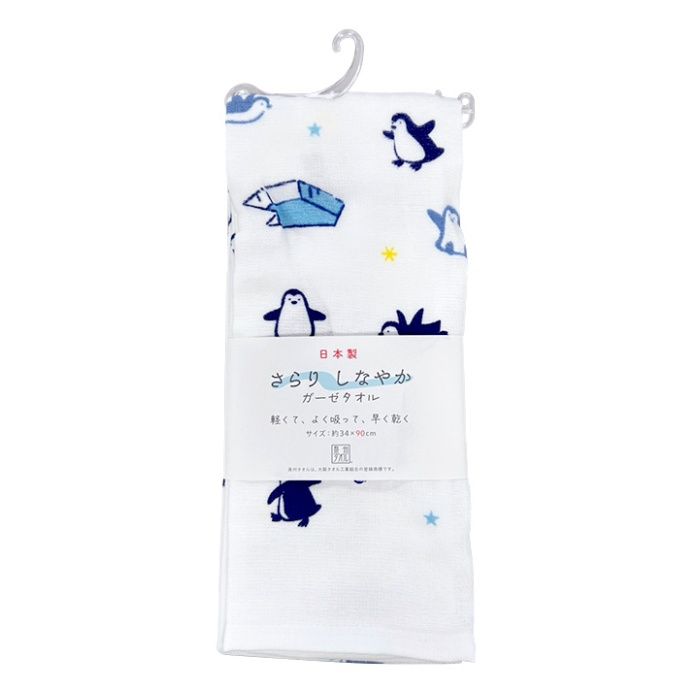 林 日本製ガーゼタオル ペンギン 約34×90cm