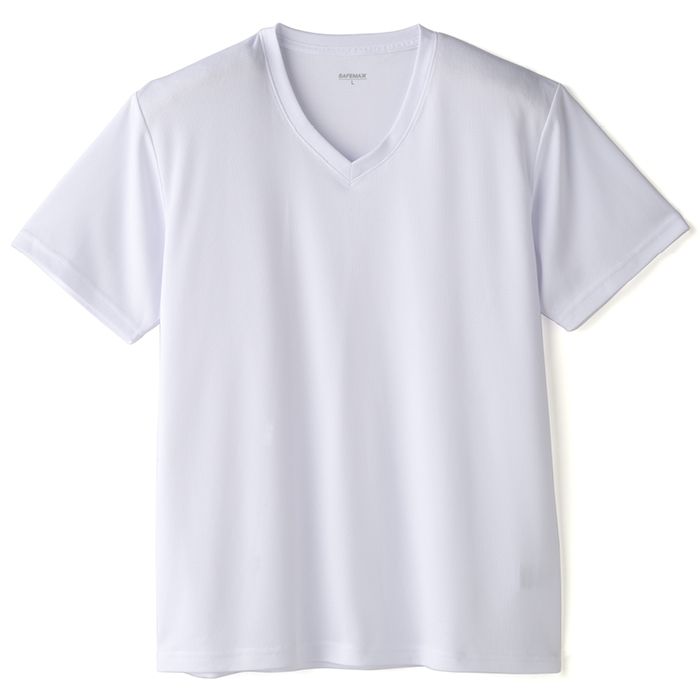 ハニカムメッシュ半袖VネックTシャツ NAF-023 ホワイト L