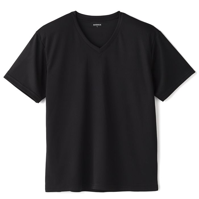 ハニカムメッシュ半袖VネックTシャツ NAF-023 ブラック M