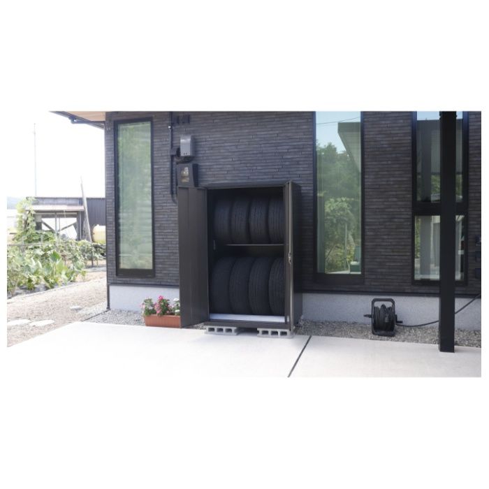 グリーンライフ 両扉式タイヤ収納庫(ブラック/アッシュグレー) TBRT-162(BK/AGY)の説明画像5