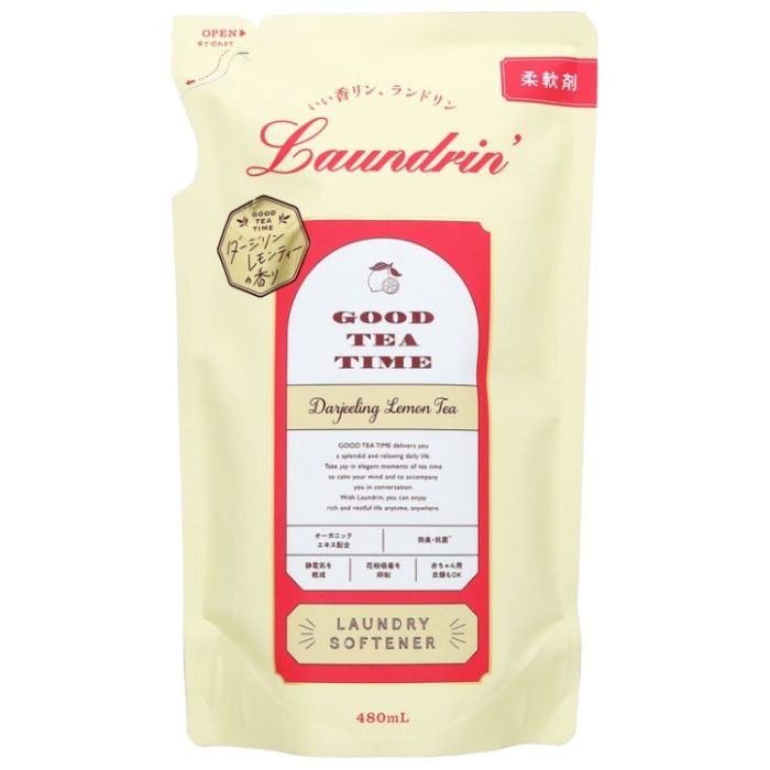 ランドリン柔軟剤 ダージリンレモンティー詰替480ml